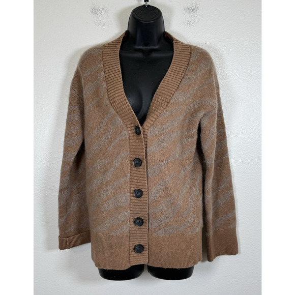 Everlane Alpaca Tiger Jacquard Cardigan Sweater Button Up, XS - Picture 2 of 9